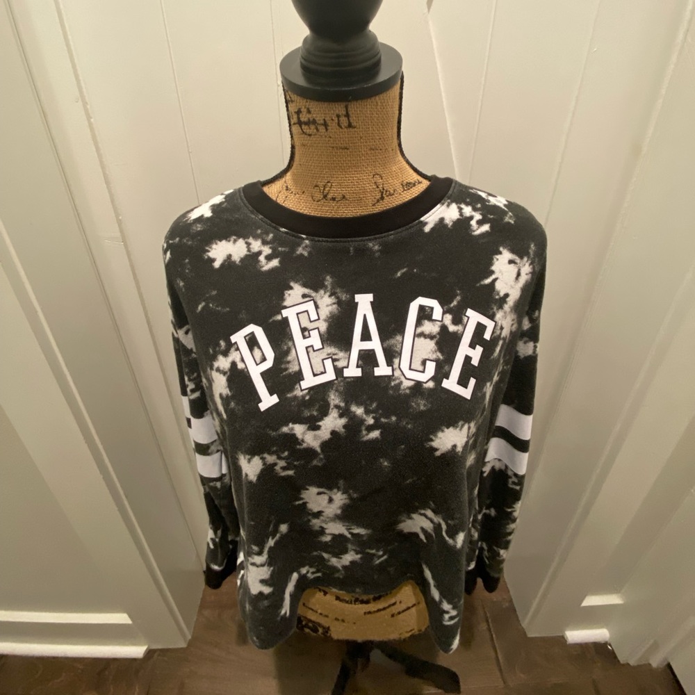 cute peace long sleeve sweater like material